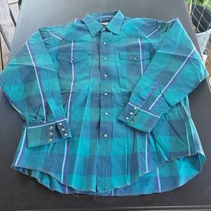 Vintage Mens Western Wrangler Shirt With Snaps